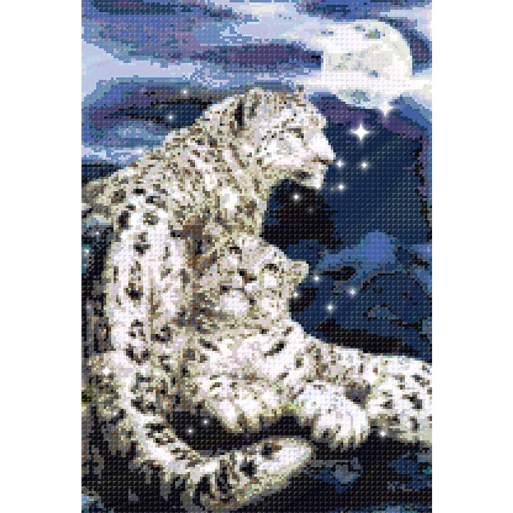 9CT Full Stamped Cross Stitch Bead Embroidery - Leopard(Canvas|40*59CM)