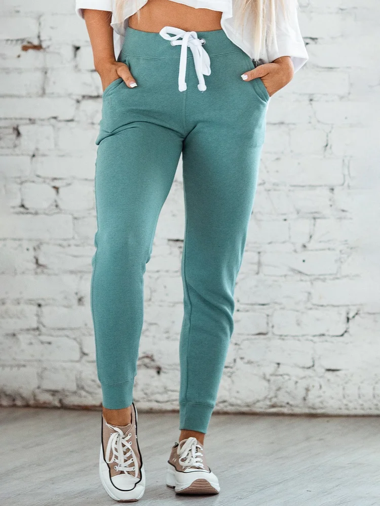 Casual Plain Knitted Elastic Waist Pants
