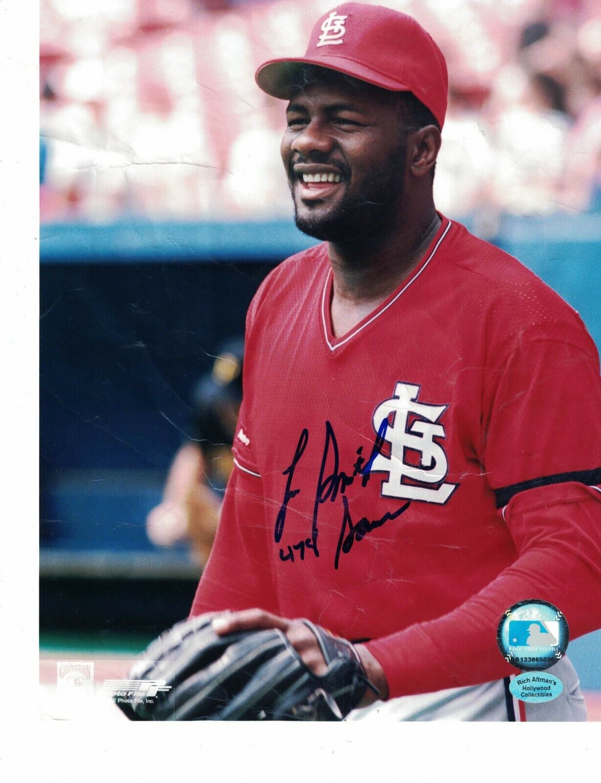 Lee Smith Cardinals HOF Signed 8x10 Baseball Photo Poster painting W/Our COA C DAMAGED