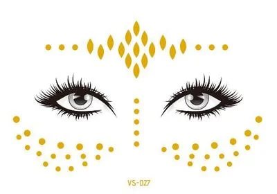 2021 New Gold Face Temporary Tattoo Waterproof Blocked Freckles Makeup Stickers Eye Decal Wholesale