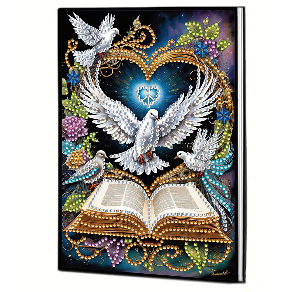 50 Pages A5 Special Shaped Faith Dove 5D Diamond Drawing Book Art Birthdays Gift