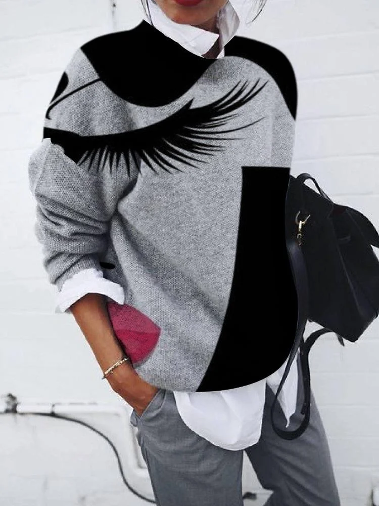Women Long Sleeve Scoop Neck Printed Top