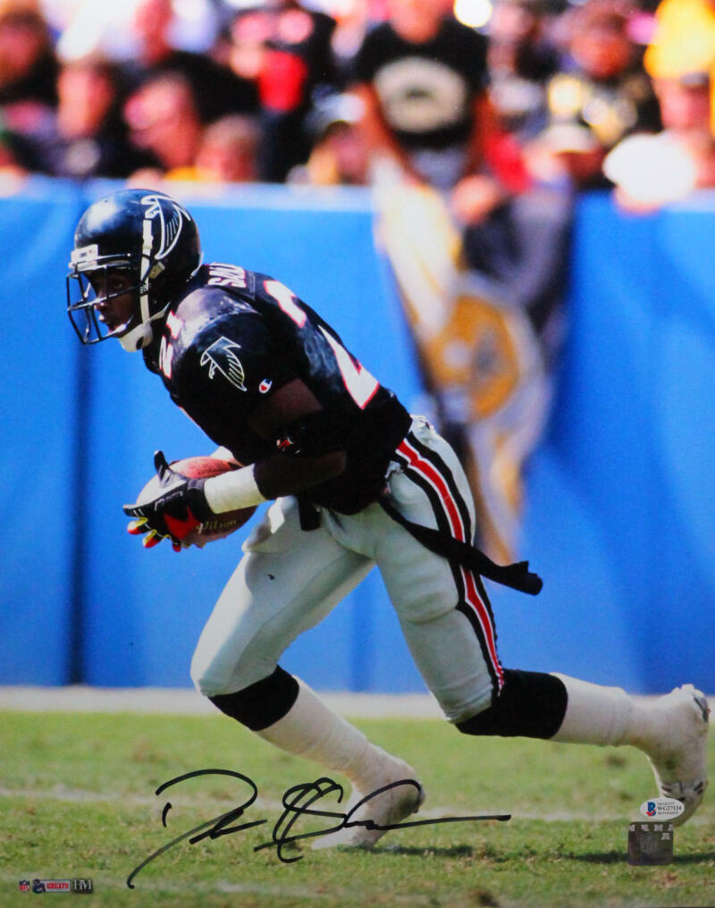 Deion Sanders Signed Atlanta Falcons 16x20 Running HM Photo Poster painting - Beckett W *Black