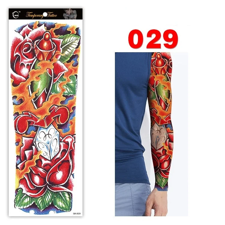Full Arm Series Temporary Tattoo Full Arm Tattoo Sticker Lasting Waterproof Sweat Flower Arm Full Arm Tattoo Big Picture Sticker