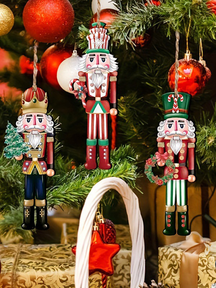 Tegooe 12PCS Wooden Nutcracker Christmas Ornaments - Festive Tree Decoration Set