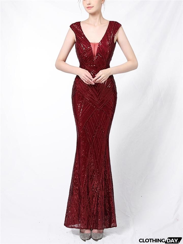 Stunning Sequined Mermaid Backless Ball Gown