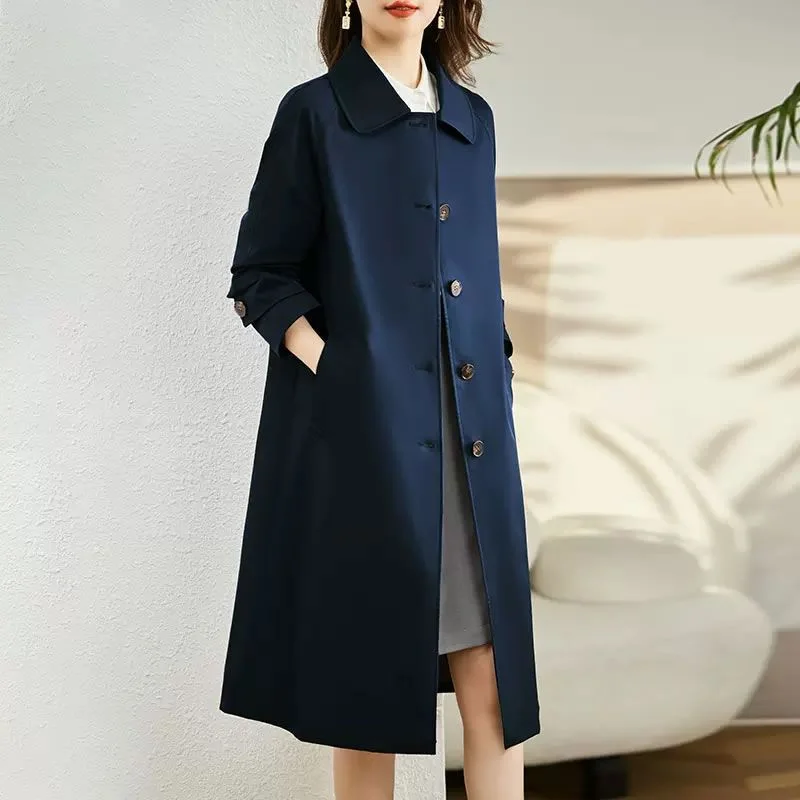Woherb [Libu] High-End Windbreaker Female Long 2024 Spring And Autumn New Advanced Sense Temperament Casual Korean Version Coat-Outfit Ideas