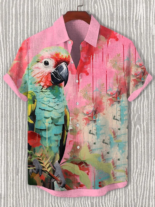 Men's Parrot Dripping Aesthetic Art Print Shirt