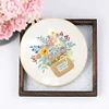 Flowers-DIY Embroidery Kit with Pattern Cotton Threads Needles Hoop 30*30cm/11.8*11.8in