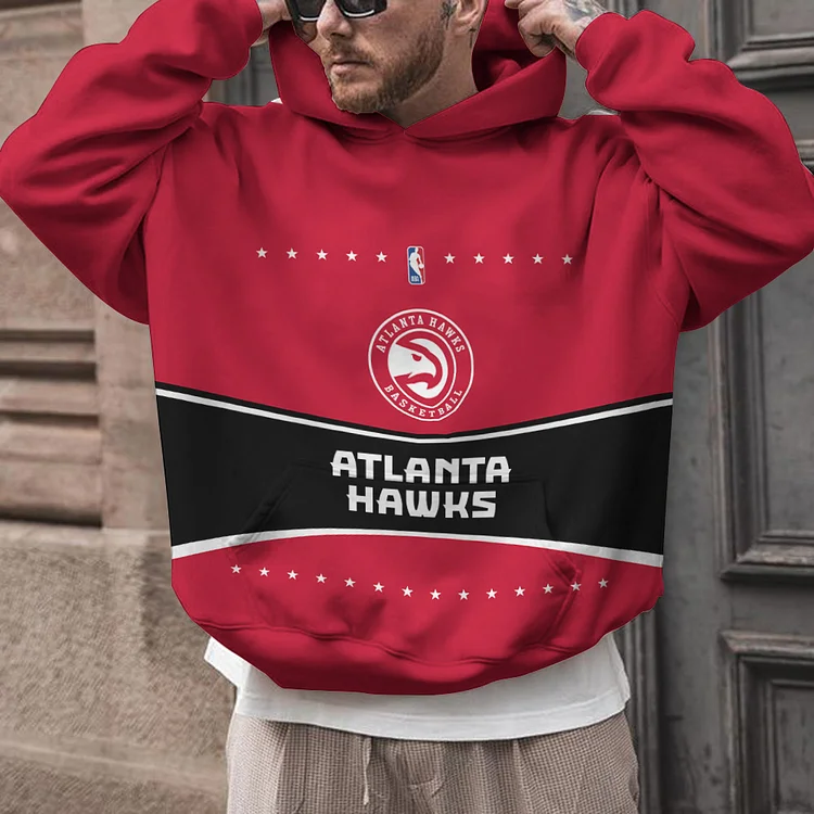 Atlanta Hawks  Printed Hooded Pocket Pullover Hoodie