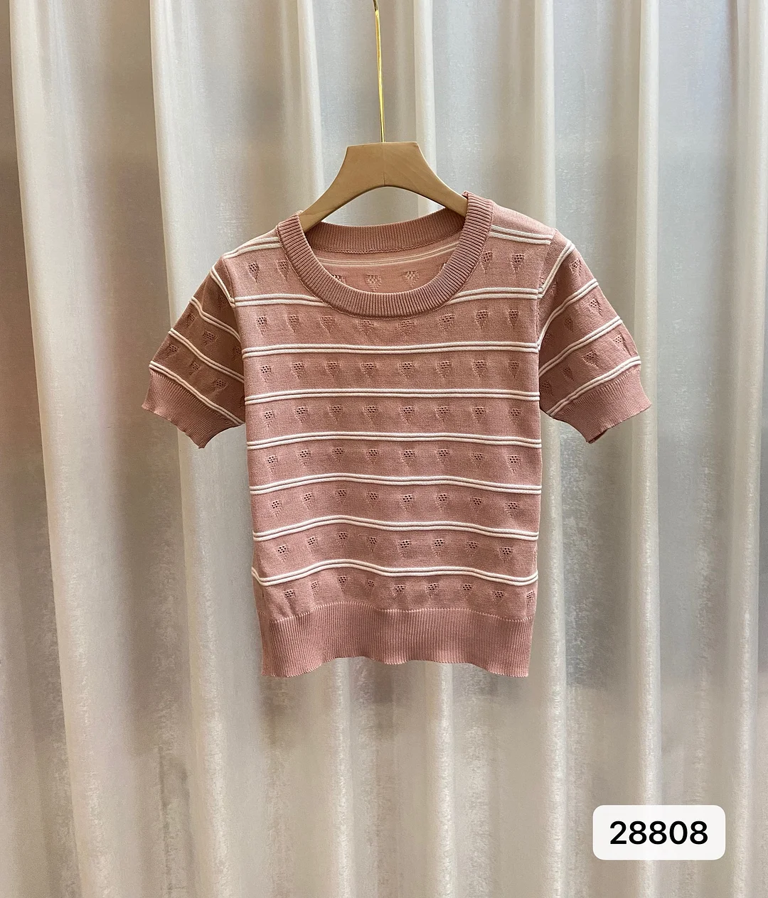 Uveng Uveng T-Shirt Knitted Loose Outer Wear Women's Summer New Ocean Gas Short-Term Age-Down Round-Neck Short-Sleeved Korean Version Of The Top