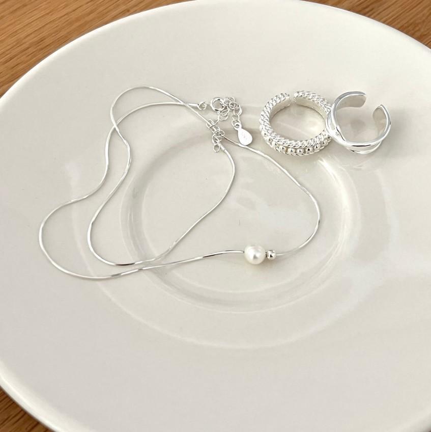925 Sterling Silver Minimalist Serpentine Chain Geometric Silver Necklaces