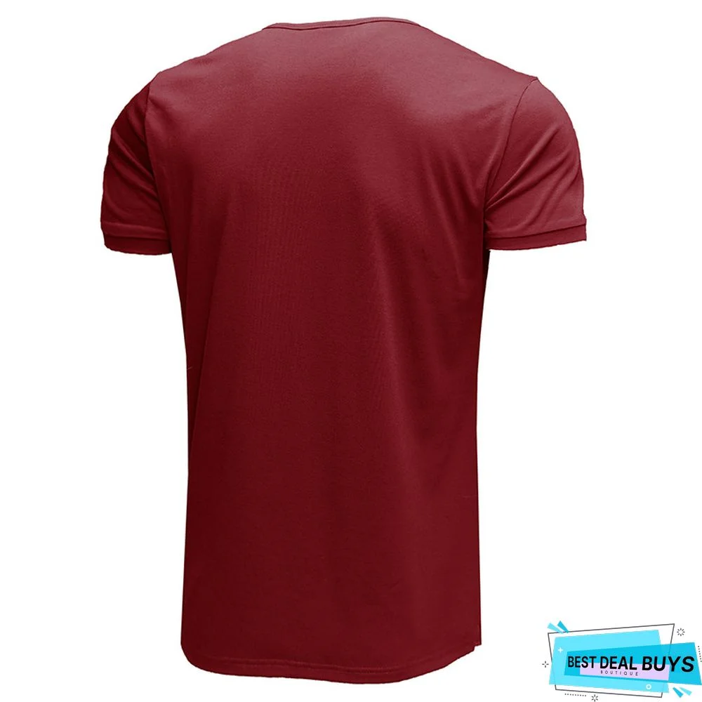 Men's Short Sleeve T-Shirt V-Neck Henry T-Shirt Men's Wear