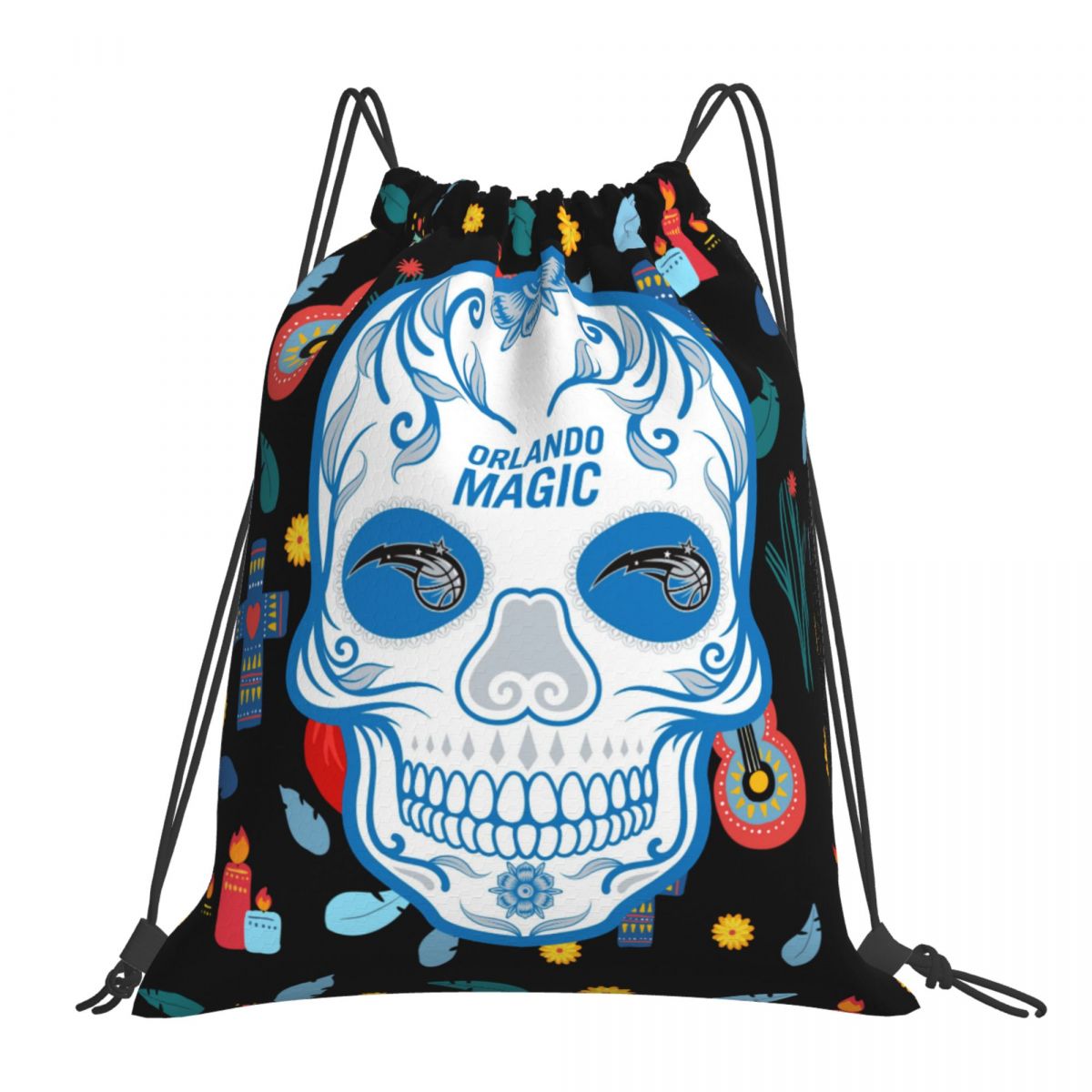 Orlando Magic Skull Waterproof Adjustable Lightweight Gym Drawstring Bag