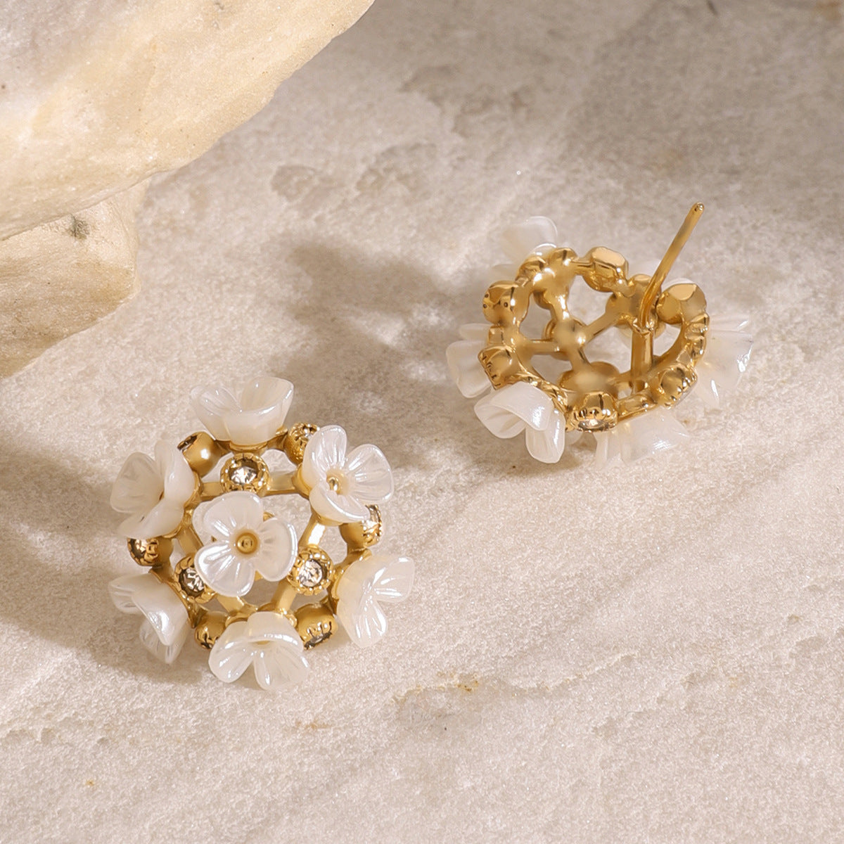 Flower Flower Stainless Steel Electroplating Stud Earrings