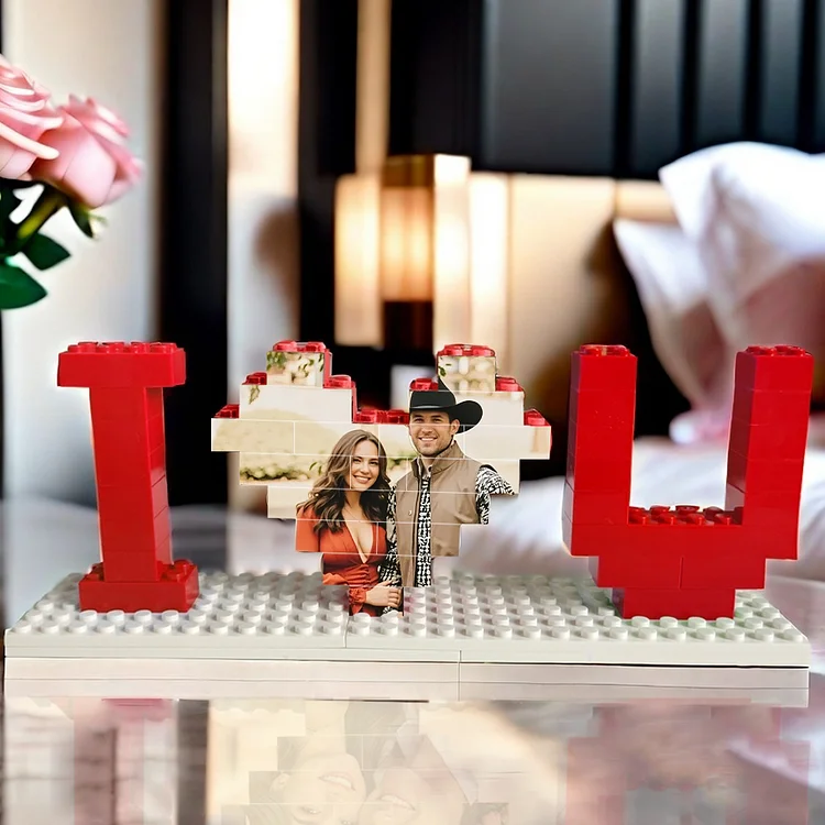 Custom Building Brick Photo Block Personalised I Love You Brick Puzzles Gifts for Valentine's Day