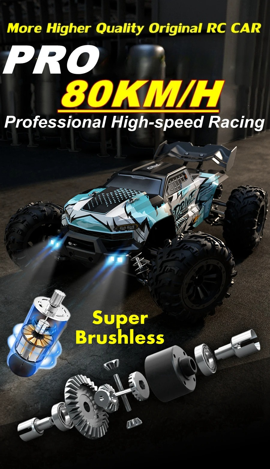 Tegooe 116 Scale High Speed RC Off-Road Racing Truck - 4WD Remote Control Toy