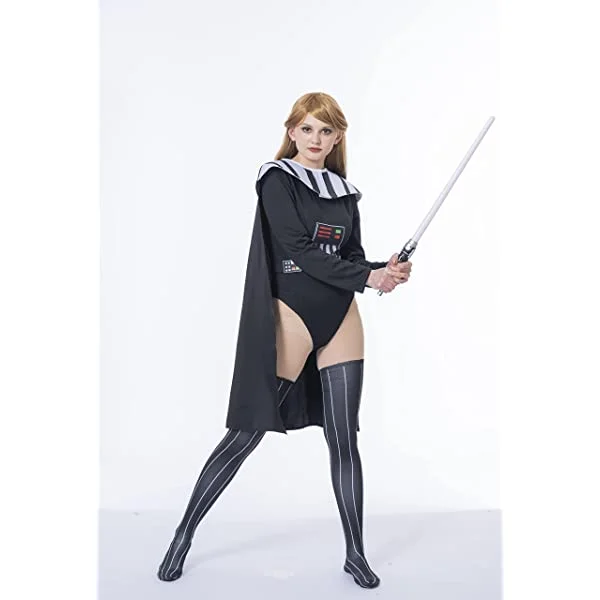 Darth Vader Costume Bodysuit Jumpsuit with Cloak for Women