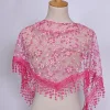 Floral Lace Triangular Scarf Breathable Tassels Hijab Shawl