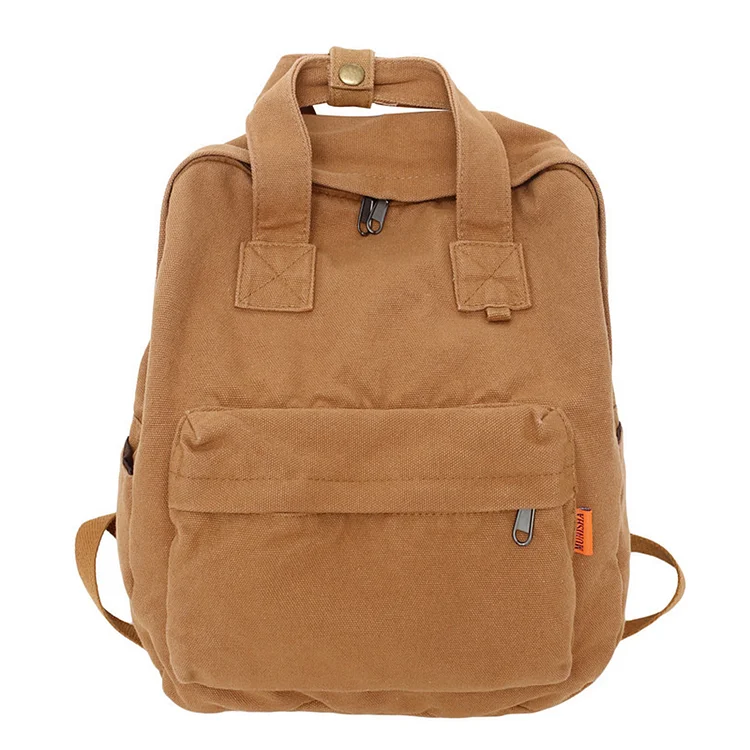 Canvas Casual Backpack Breathable Handbag Vintage for Laptop Book (Brown)