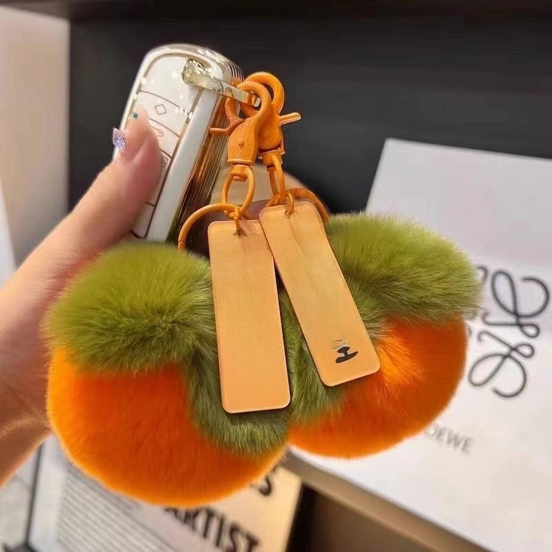 Imitation Rex Rabbit Fur Persimmon Pendant Persimmon Persimmon Ruyi Good Thing Happened Car Keychain Fur Ball Pendant Bag Ornaments Batch