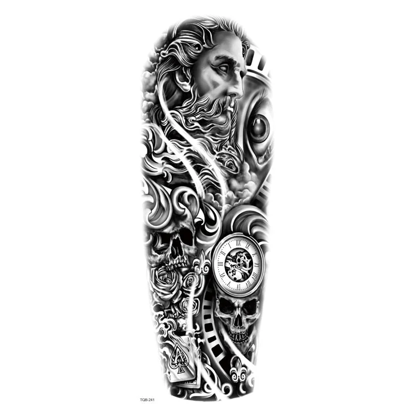 Fake Tattoo Dragon For Men Waterproof Sleeves Angel Tiger Snake Animal Stickers Waterproof Temporary Tattoos Skeleton Hand