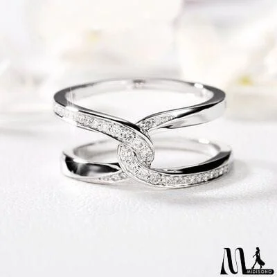 MidiSono - Twisted Inlaid Zircon Double-layered Ring