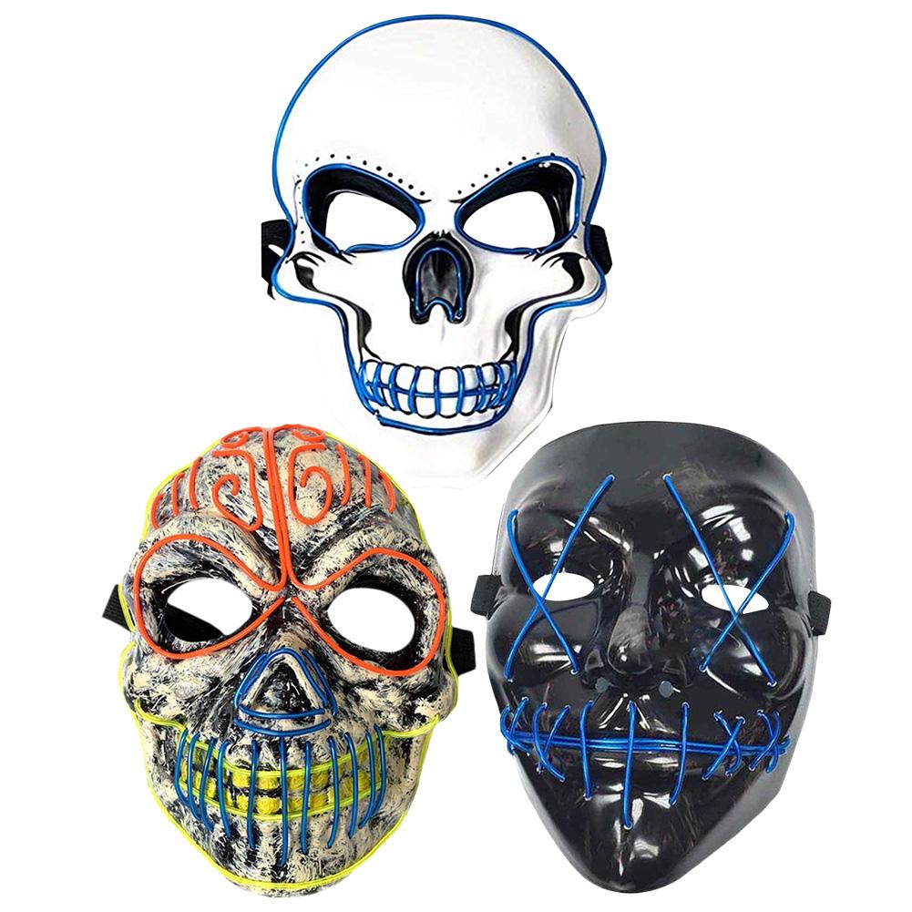 

EL Skull Cold Glowing Face Cover Halloween Masquerade Makeup Party Decor Supplies, 501 Original