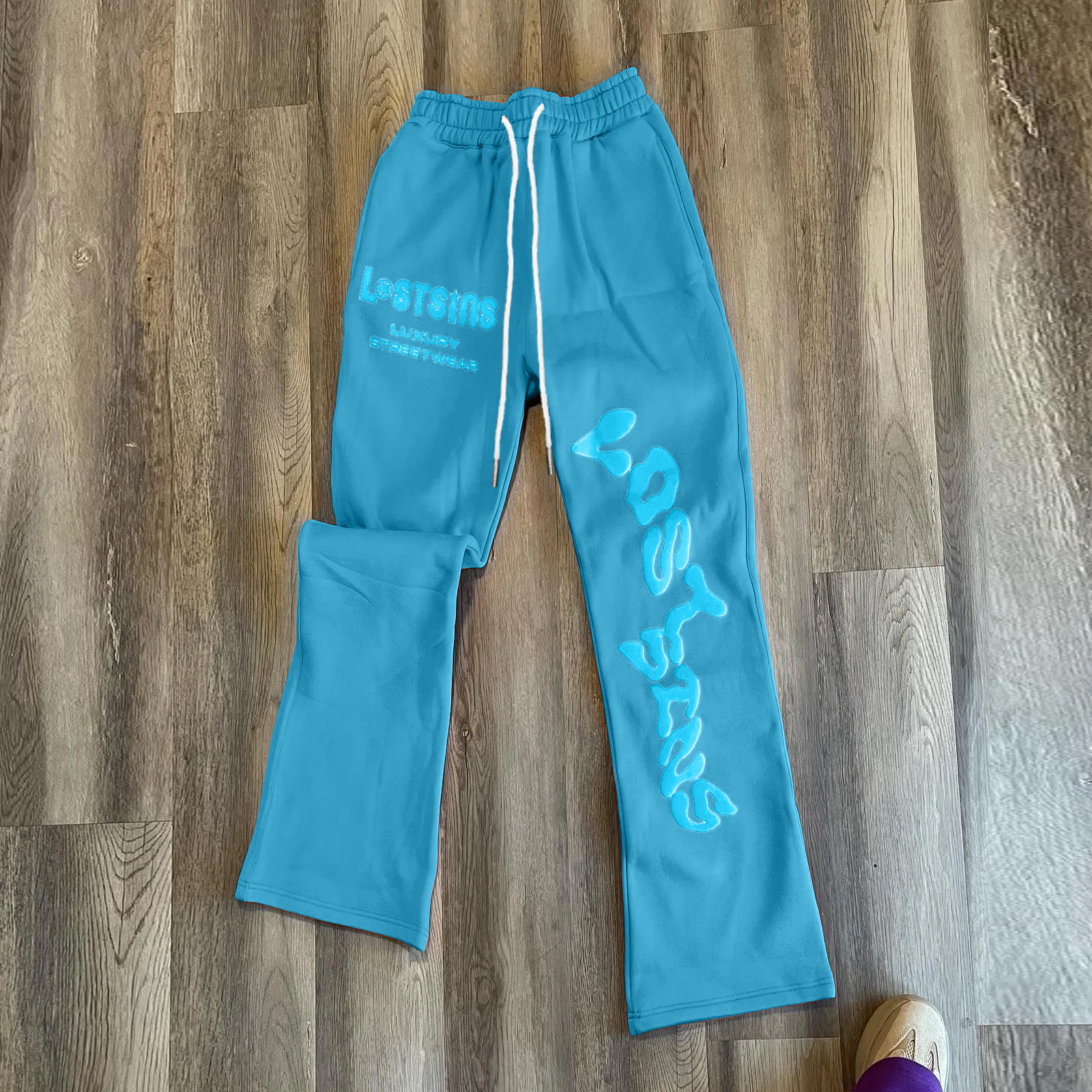Casual statement letter print flared trousers