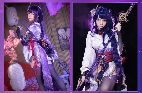 Genshin Impact Cosplay - Lancia Engulfing Lightning Raiden Shogun 180 Cm In PVC - Smontabile E Assemblabile - Replica Oggetto Di Scena