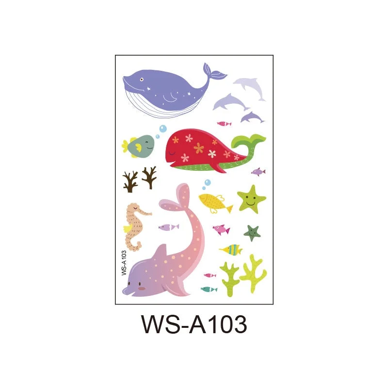 New Waterproof Reward Children Tattoo Sticker Tropical Fish Fantasy Octopus Little Dolphin Fun Ocean Tattoo Sticker