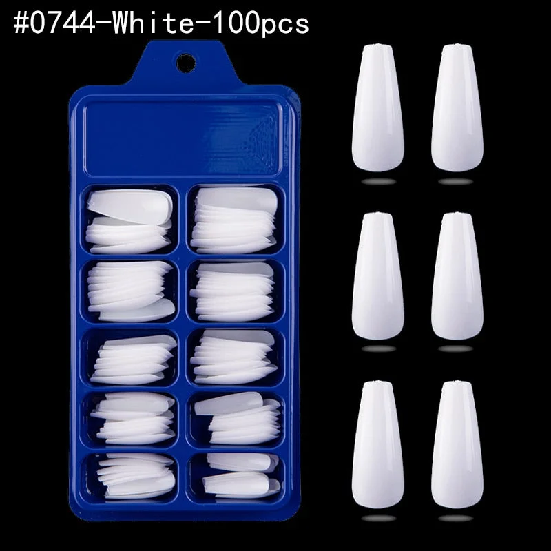 Lamemoria 100/500pcs/opp/box Fake Nails Coffin Nail Tips Press on Nails Natural Clear Long Ballerina DIY False Nail Full Cover-Nail Inspo