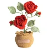 Crochet Flowers Potted Plants Decorative Crochet Ornaments DIY Gifts for Friends
