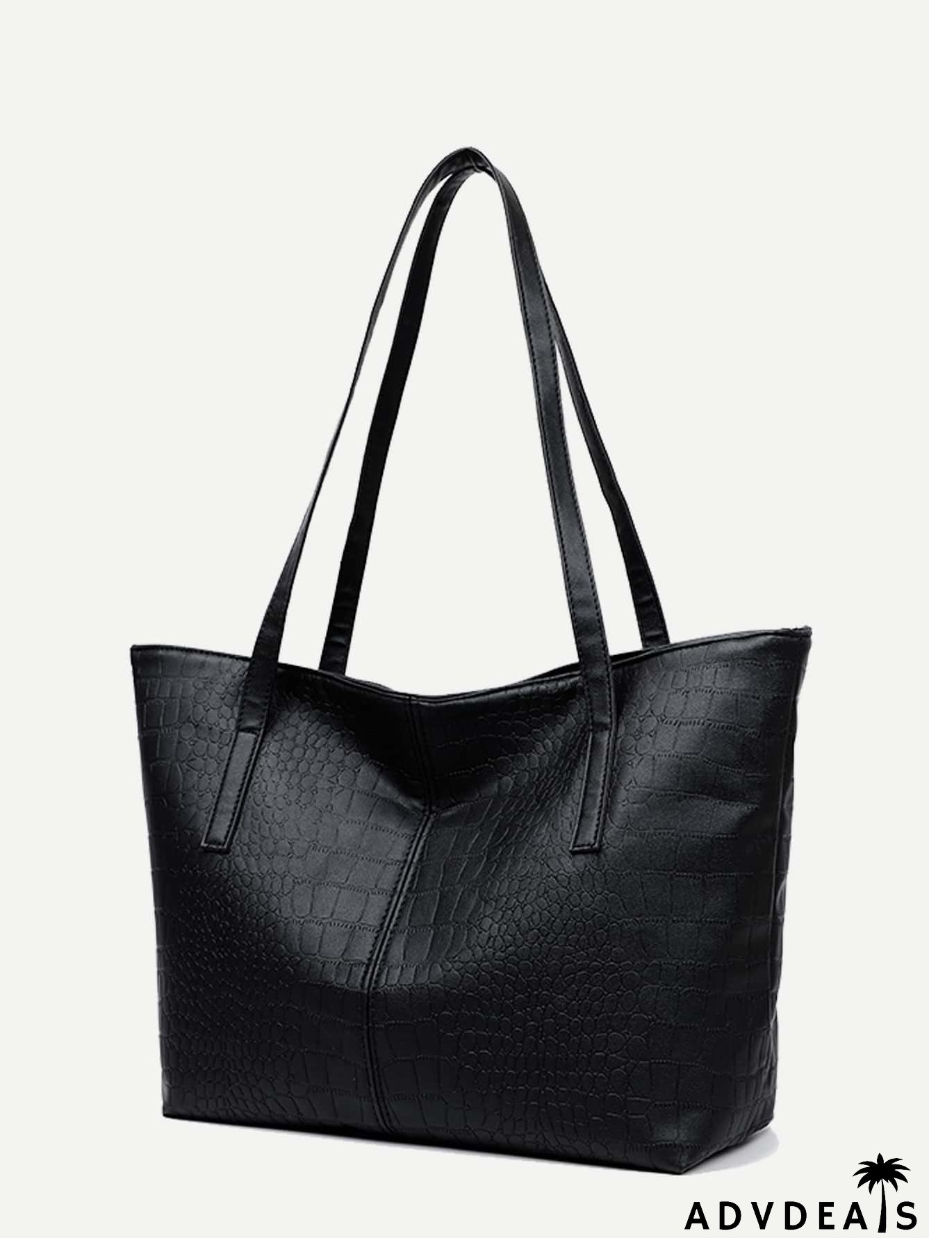 Crocodile Embossed Shoulder Tote Bag