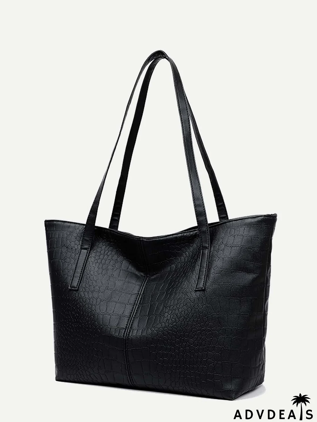 Crocodile Embossed Shoulder Tote Bag