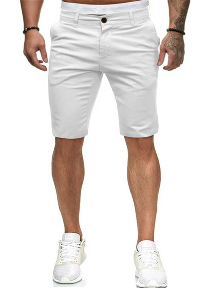 Men's Shorts Chino Shorts Bermuda Shorts Work Shorts Zipper Pocket Plain Outdoor Knee Length Daily Beach Cotton Blend Classic Style Chino Slim Black White Micro-elastic