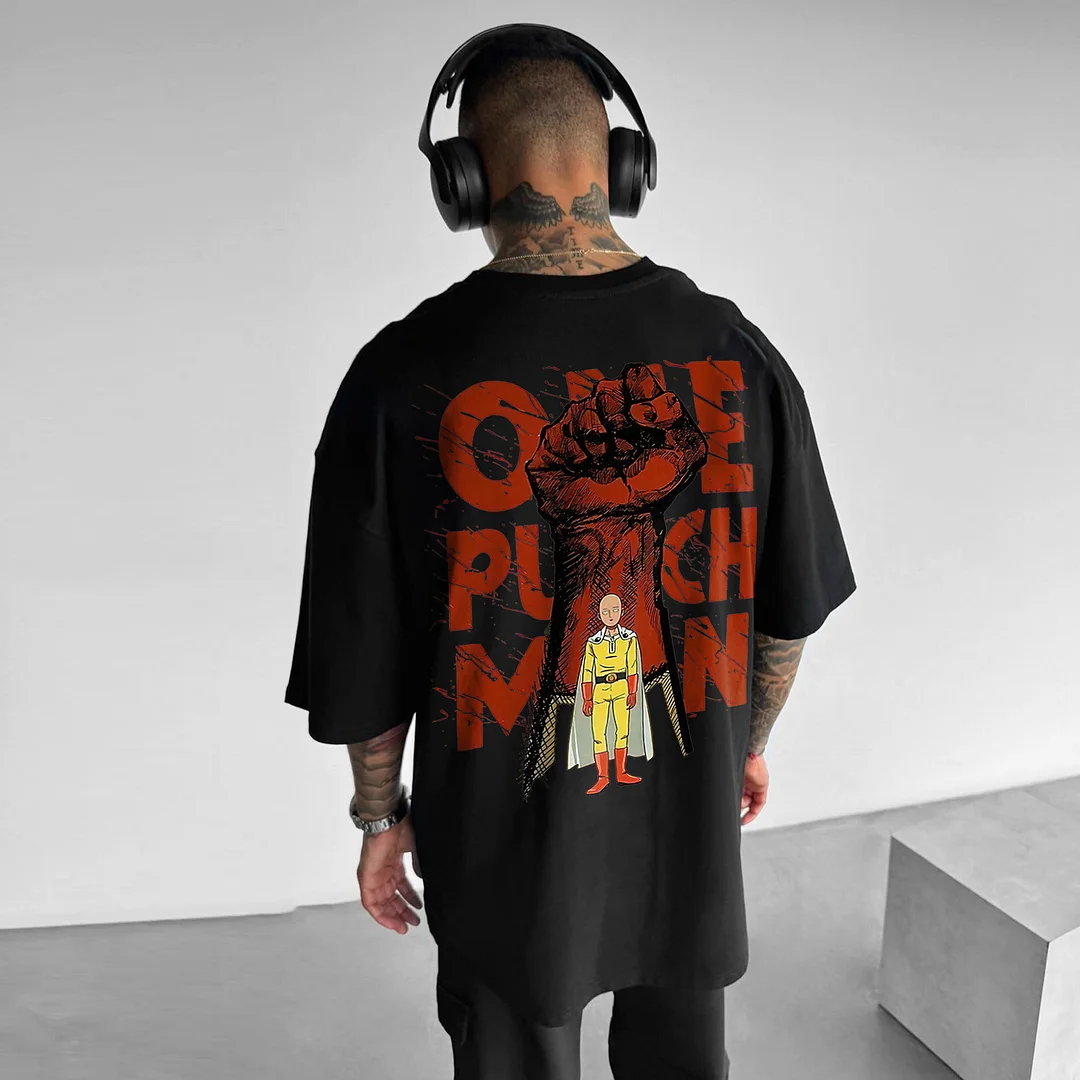 One Punch Man Printed Men's Oversized T-shirts