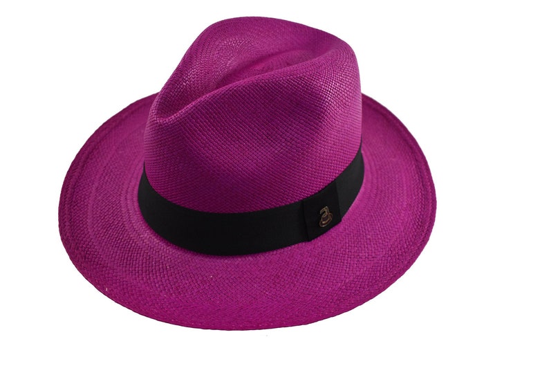 【Clearance sale】Fuchsia Classic Fedora | Genuine Panama Hat | Toquilla Straw | Handwoven in Ecuador - EA - HatBox Included