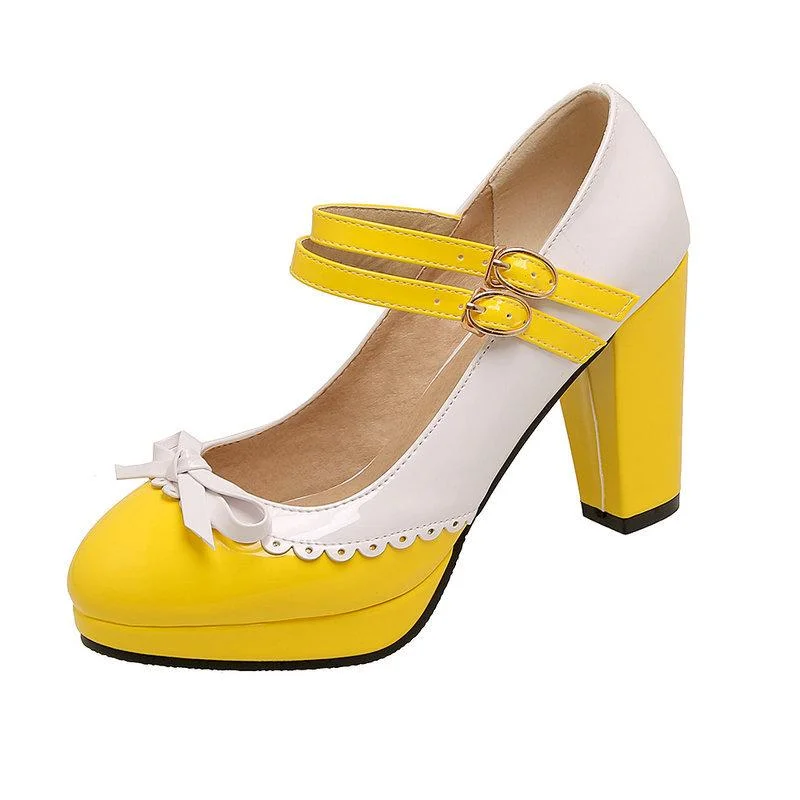 Woman's High Heel Lolita Shoes Cute Bowknot Mary Jane Shoes