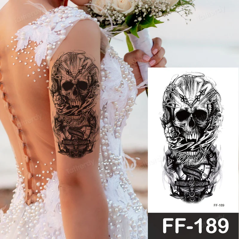 Sdrawing Animal Temporary Tattoo Sticker Black Lion King Wolf Tiger Men Body Art Painting Tattoo Fake Water Transfer Sexy Women