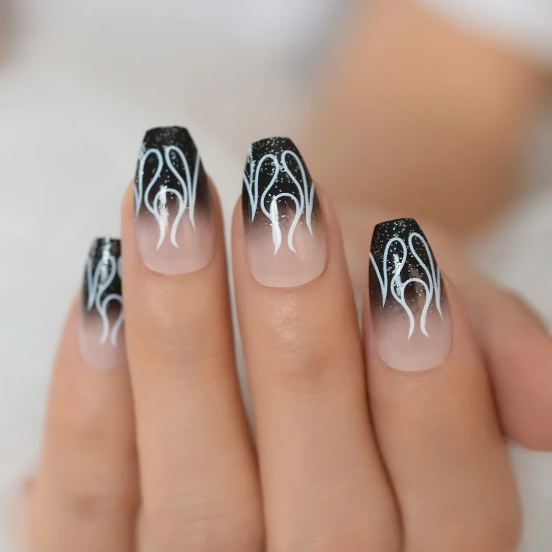 Golden Line Fadeing Glitter Pinkly Simple Deisng Nails Squoval Short Nails Tips Fingernails Art Supplies For Professionals EchiQ-Nail Inspo