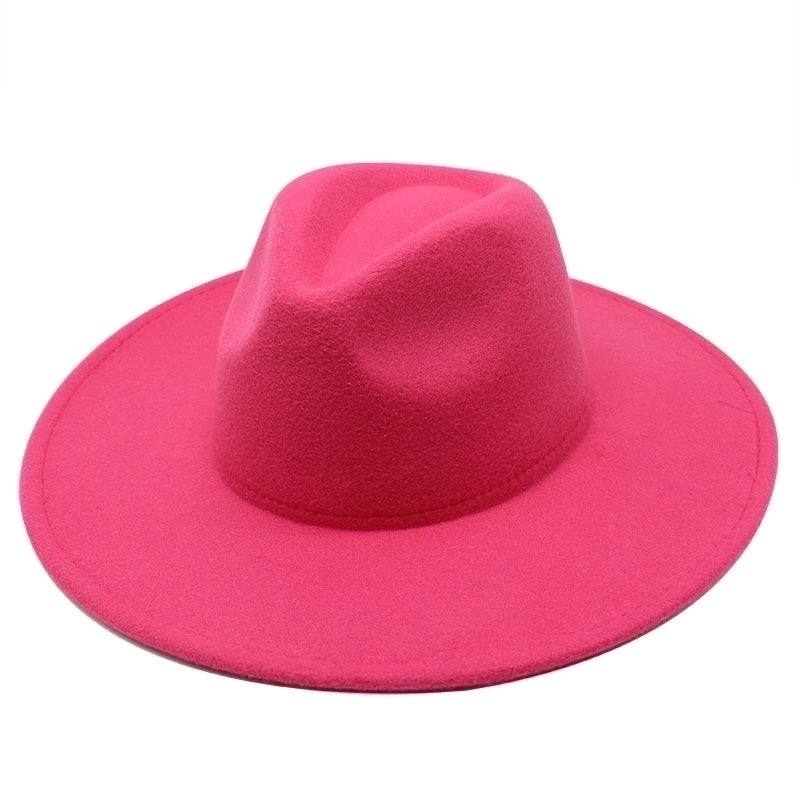 Unisex Elegant Solid Color Big Eaves Flat Eaves Fedora Hat
