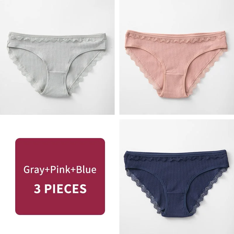Cotton Panty 3Pcs/lot Solid Women's Panties Comfort Underwear Skin-friendly Briefs For Women Sexy Low-Rise Panty Intimates