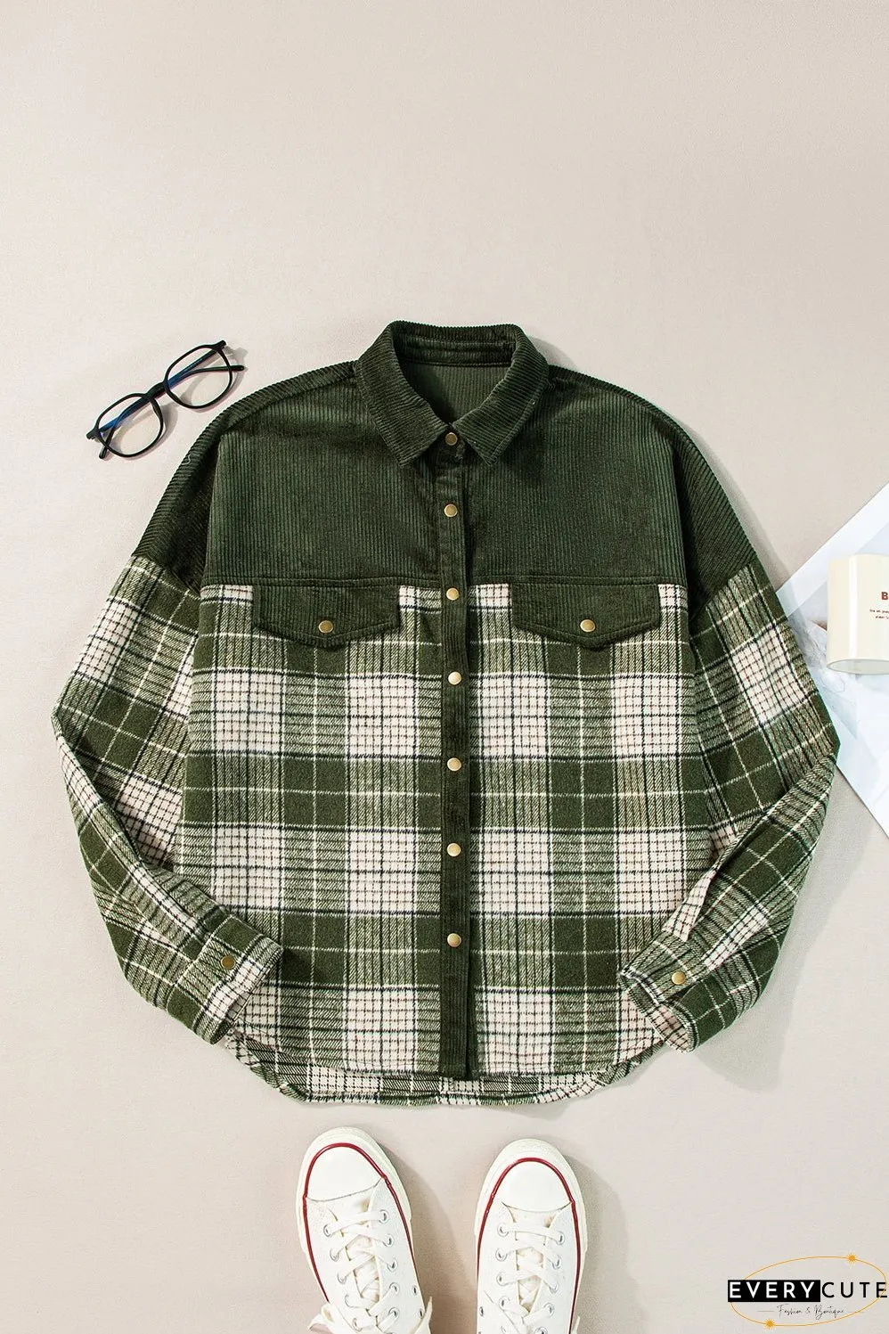 Comfortable Plaid Corduroy Jacket
