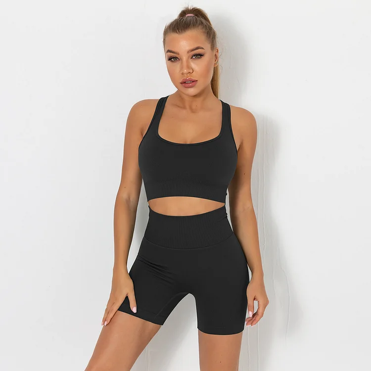 PASUXI Seamless Skinny Sports Bra Tracksuit Woman Push Up Shorts 2 Piece Set Workout Clothing Fitness Yoga Sets huanwei