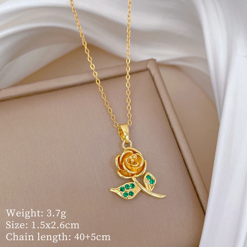 Copper Micro-Inlaid Cross Fashionable And Gorgeous Full Diamond Necklace For Women All-Match Clavicle Chain Titanium Steel