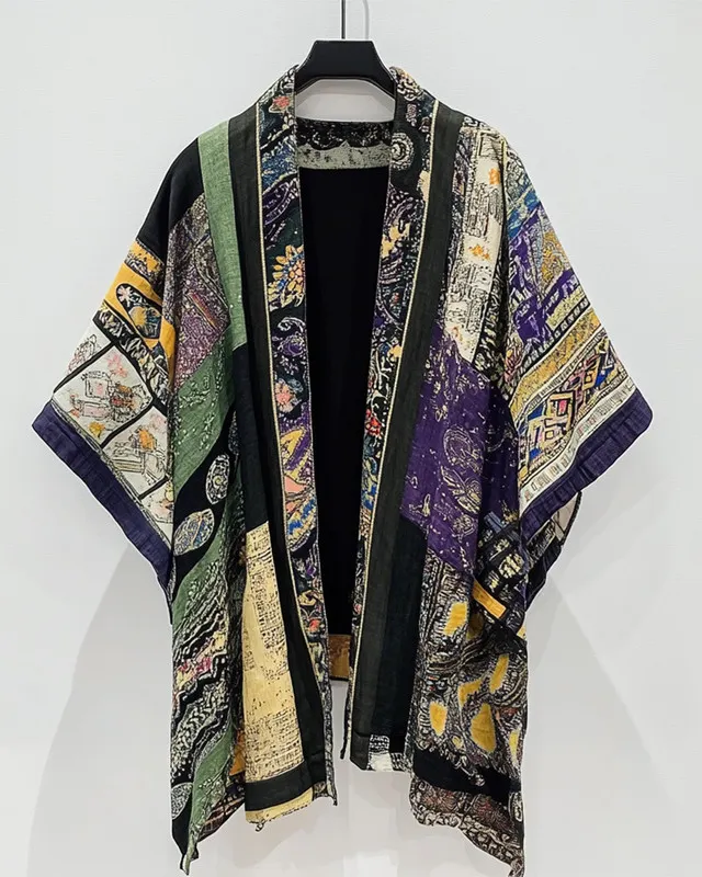 Summer vacation comfortable handmade ethnic theme print fun cardiganb453