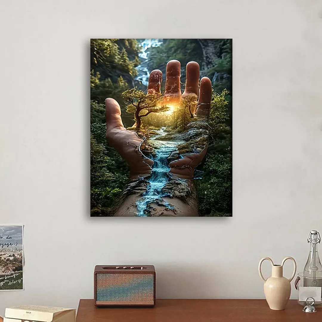 Hand Scenery DIY Paint By Numbers Kit on Canvas 40x50cm Without Frame Paint by Numbers Kits Drawing Paintwork for Beginners Adults Gift Home Wall Decor