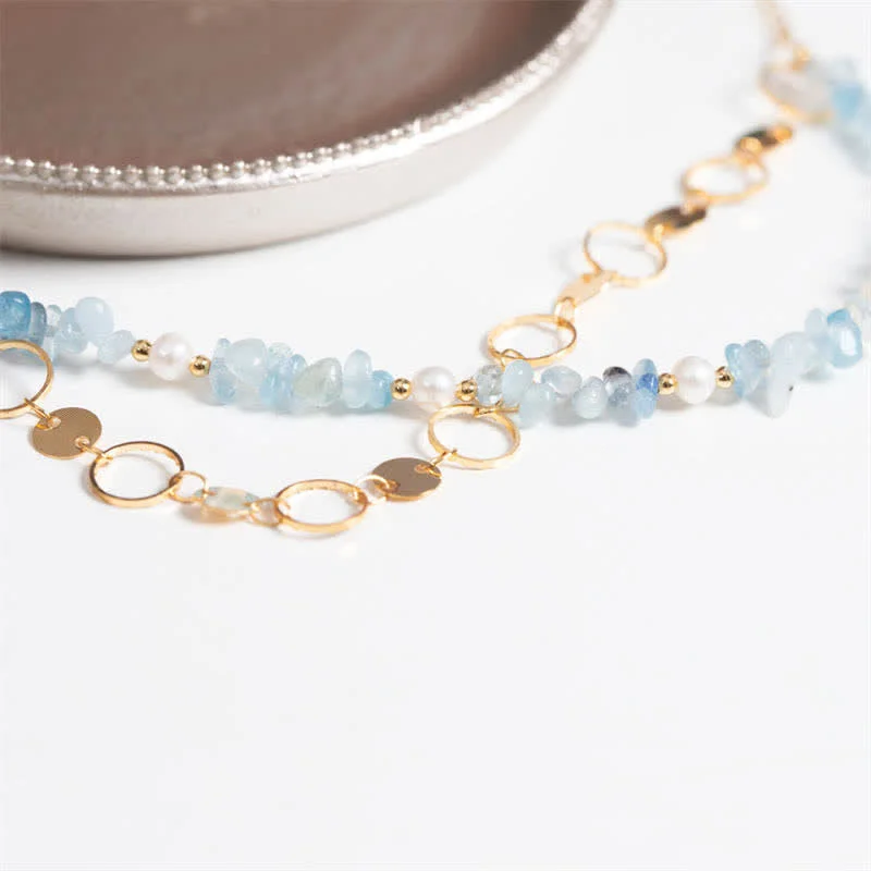 Aquamarine Pearl Healing Stone Bracelet