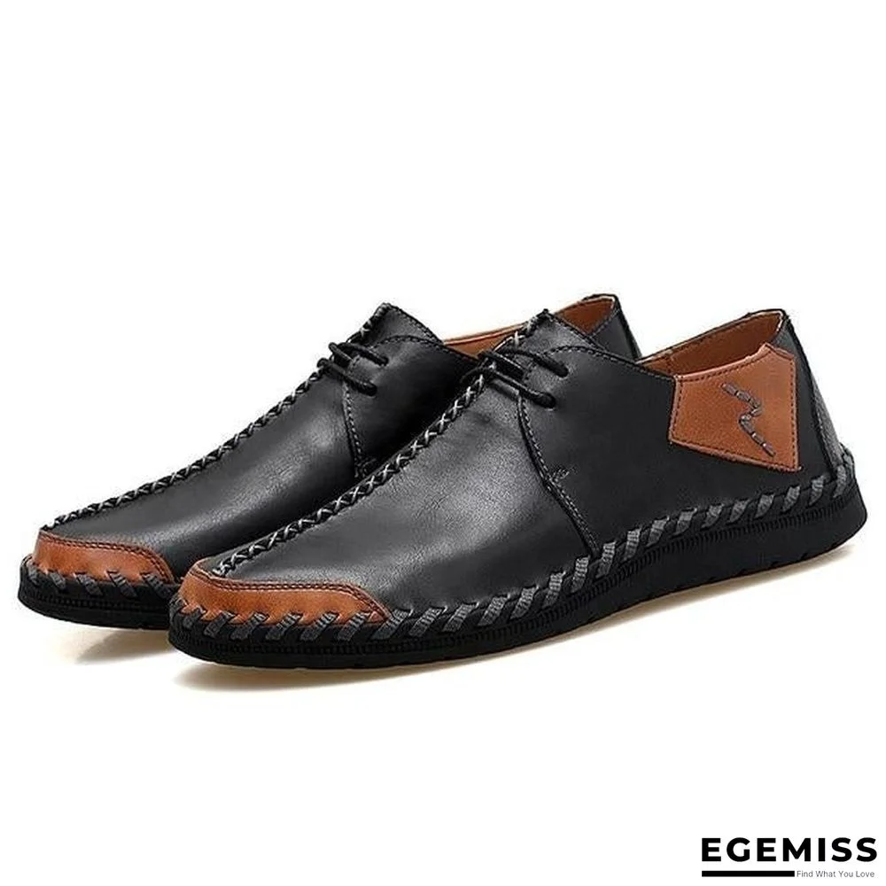 Men Casual Cow Leather Light Comfortable Split Leather Flats Shoes | EGEMISS